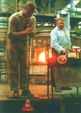 Glassblowers at work.